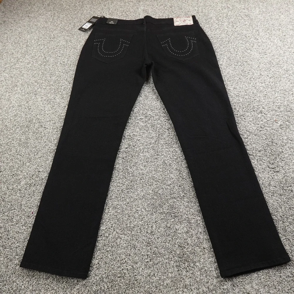 NEW True Religion Jeans Mens 36X32 Black Denim Pants Geno Relaxed Slim Straight‎